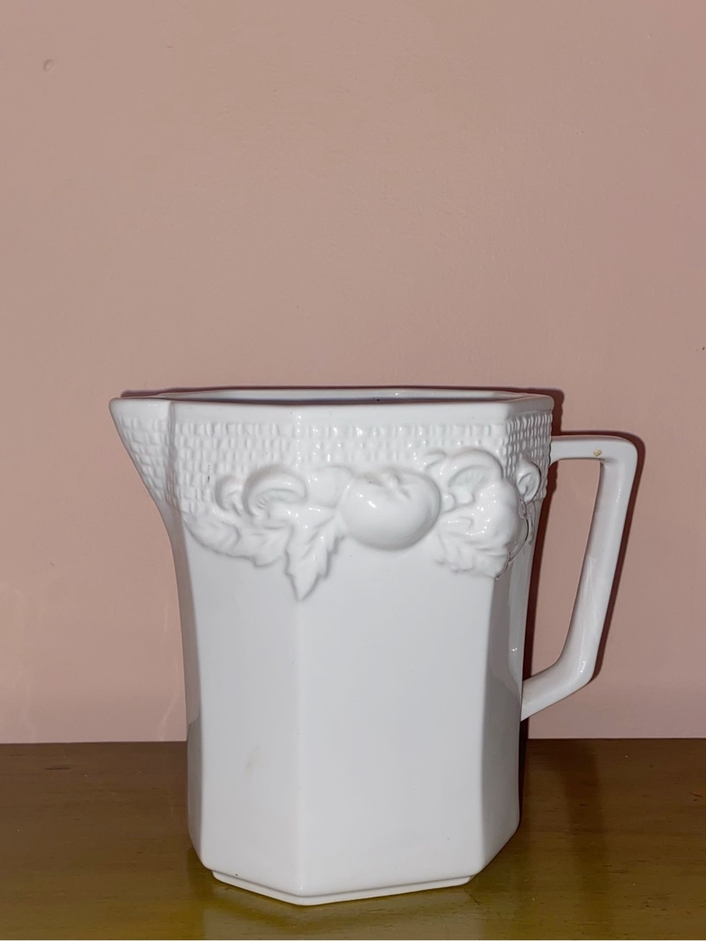 VINTAGE HIMARK HARVEST Basket Weave Ceramic Cream Pitcher Off White